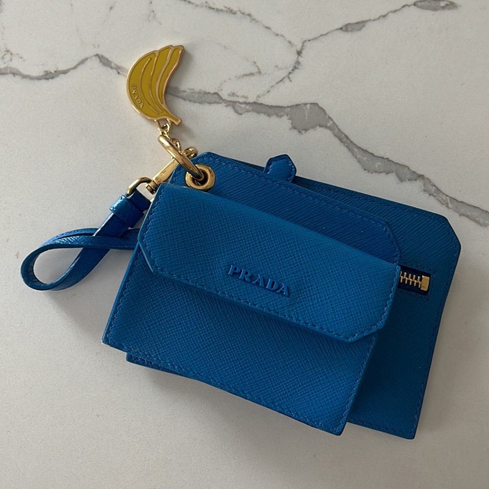 Prada new blue card/coin/accessory case